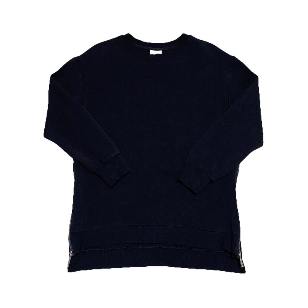 Varley Sweatshirt Womens S Black Pullover Side Zipper Oversized Crew Longline